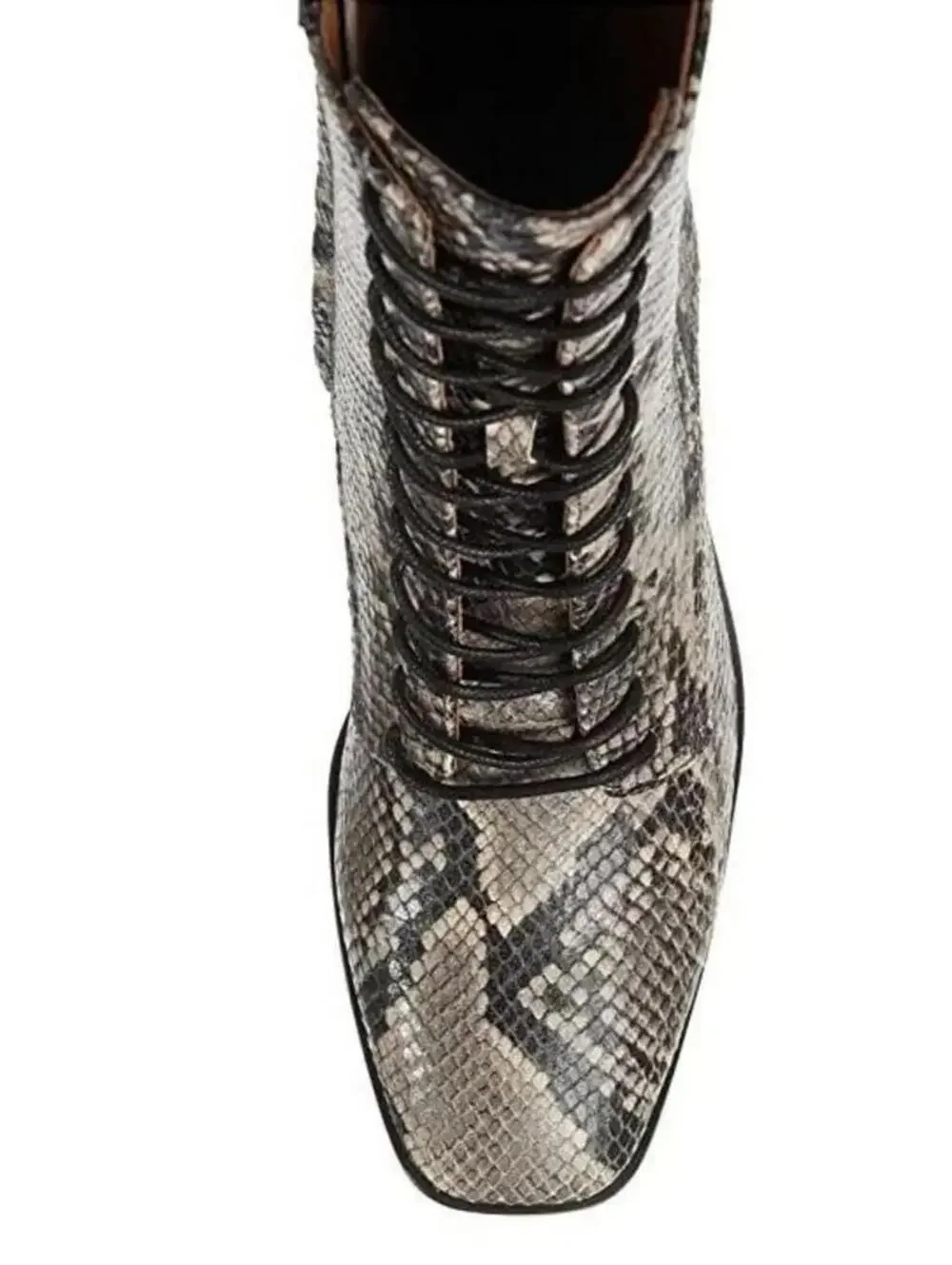 Frye Georgia Lace Up bootie‎ Snakeskin Leather Women's size 7.5 New with box.
